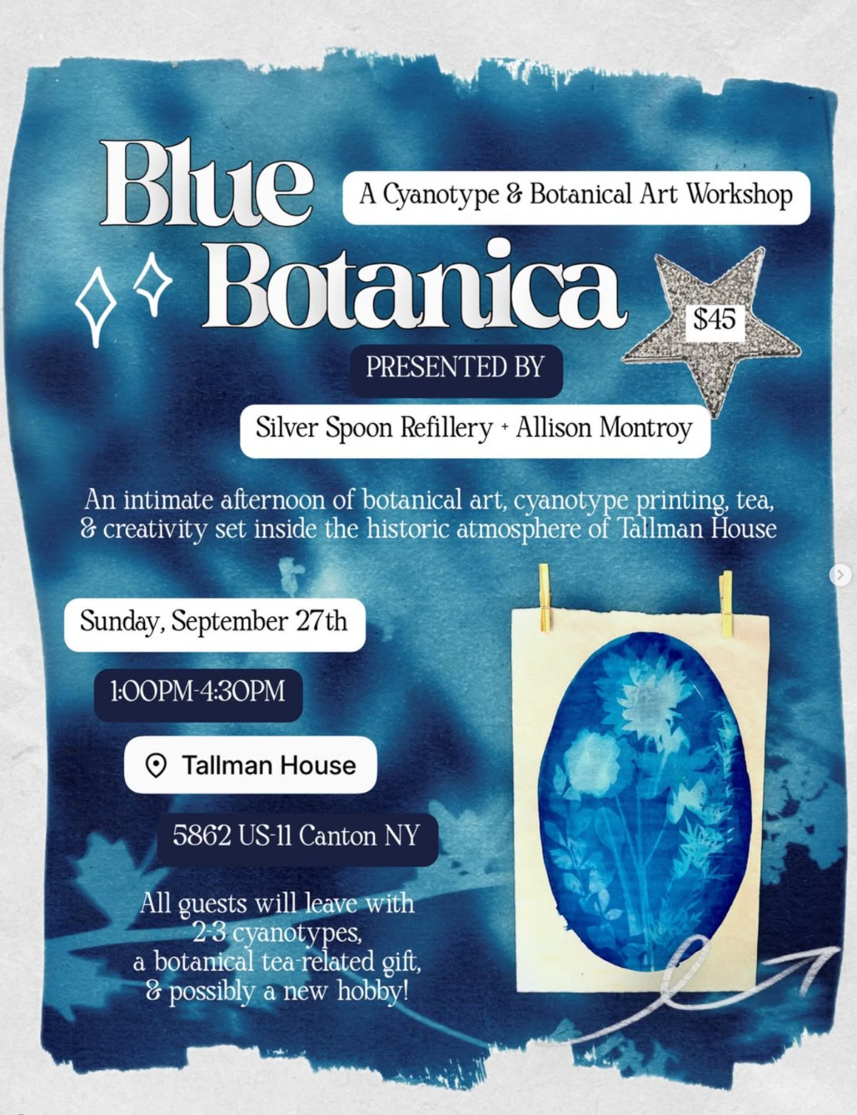 Event flyer for Blue Botanica