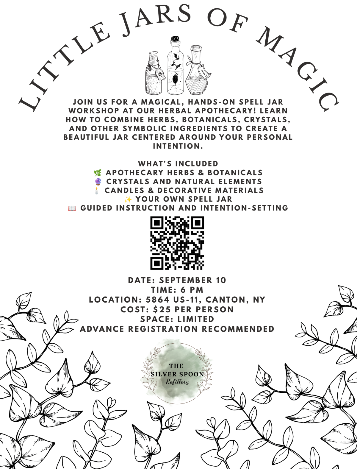 Event flyer for Little Jars of Magic
